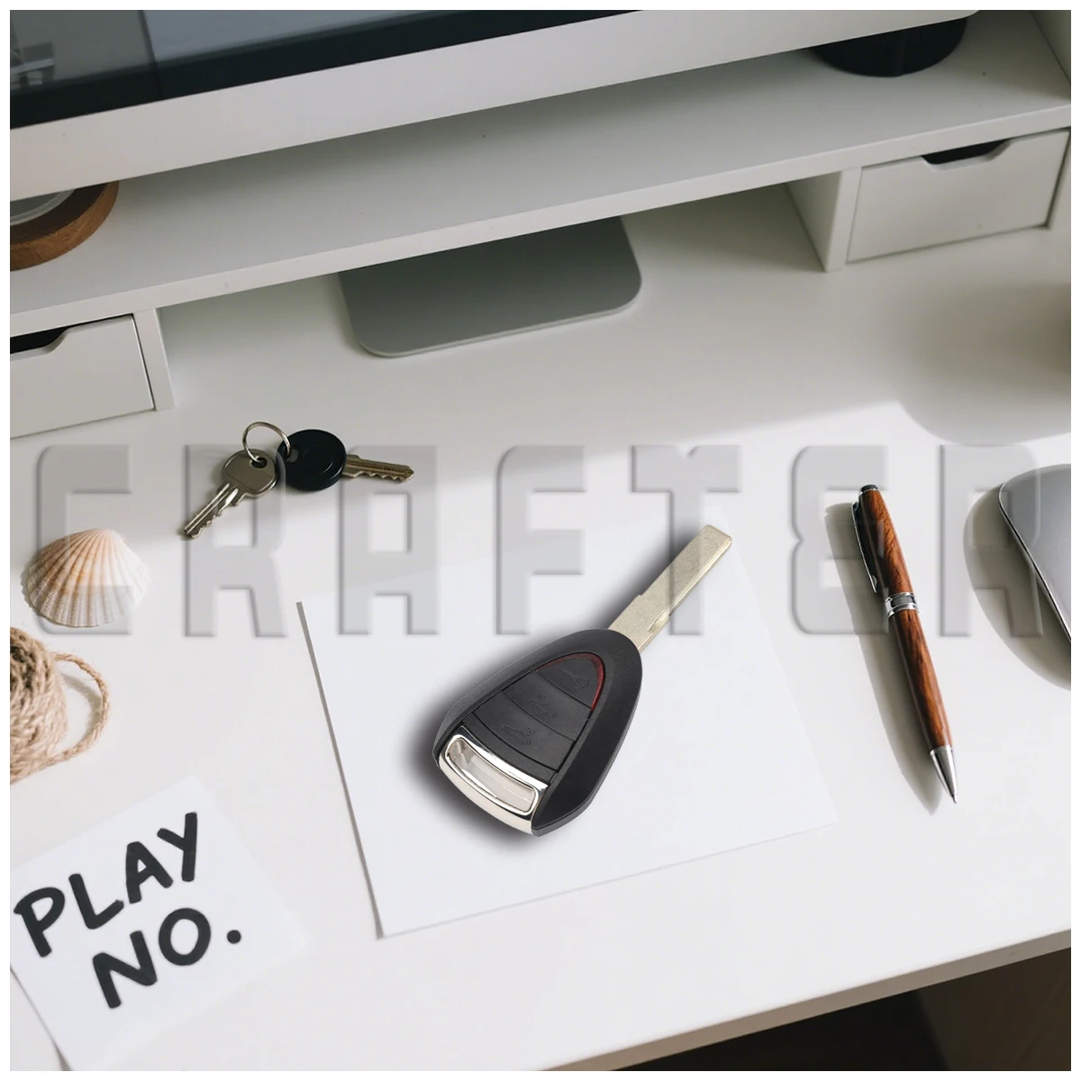 KeyCrafters LXP-VIM244 Car Key Shell Case 2/3 Buttons For Porsche Cayman Boxster Turbo 911 987 996 997 Carrera Targa