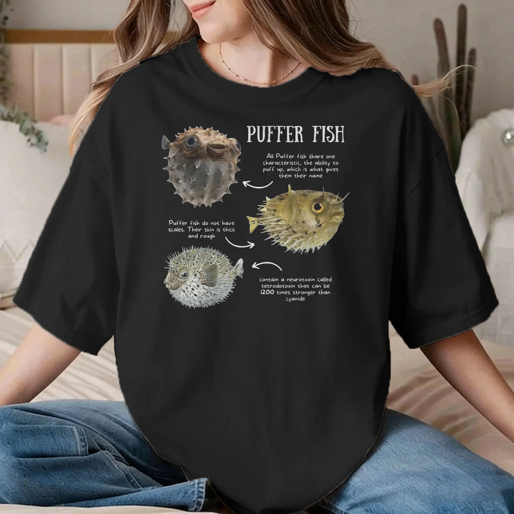 Men Women T-Shirt Puffer Fish Fun Facts Casual 100% Cotton Tee Shirt Short Sleeve  T Shirt Round Neck Tops Plus Size