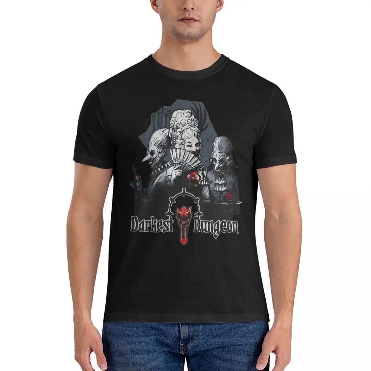 Blood T Shirt Men 100% Cotton Novelty T-Shirts Crewneck Darkest Dungeon Tee Shirt Short Sleeve Clothes Party