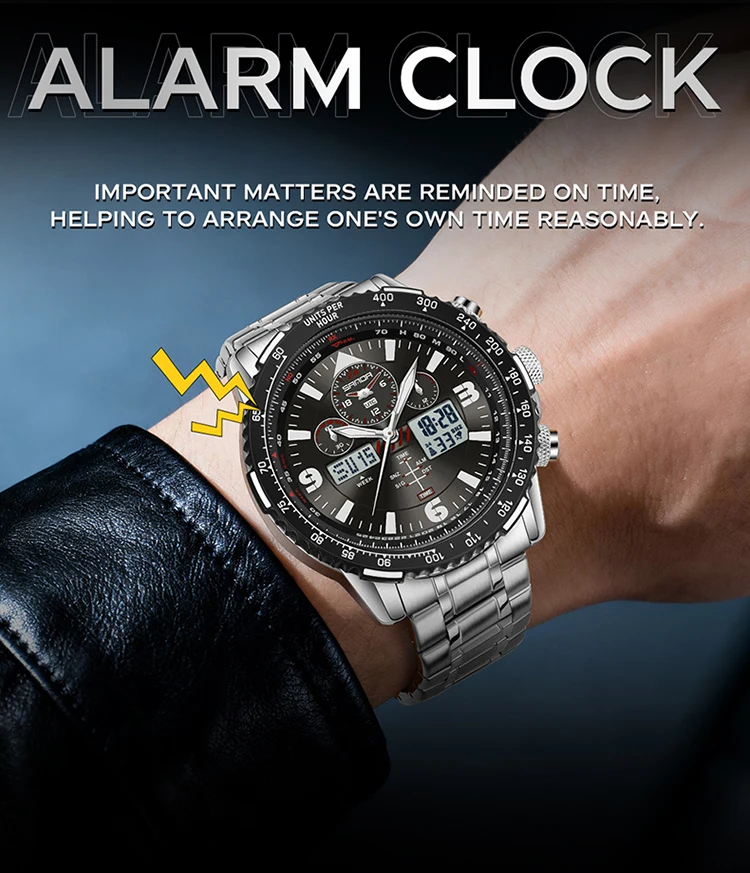 SANDA Neue Business-Quarzuhren für Herren, modisches Edelstahlband, Datum, multifunktionaler Chronograph, 5 Bar, wasserdichte Uhr – Detail 14