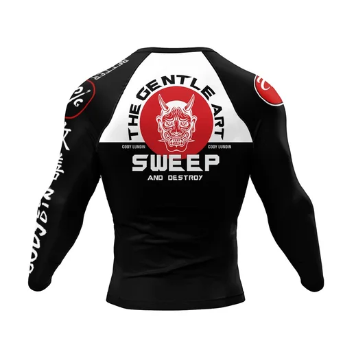 Imagen 2 del producto Camiseta de compresión de gimnasio para hombre con tatuaje de Cody Lundin, camiseta de boxeo de sublimación masculina de manga larga Rashguard BJJ jiu jitsu personalizada