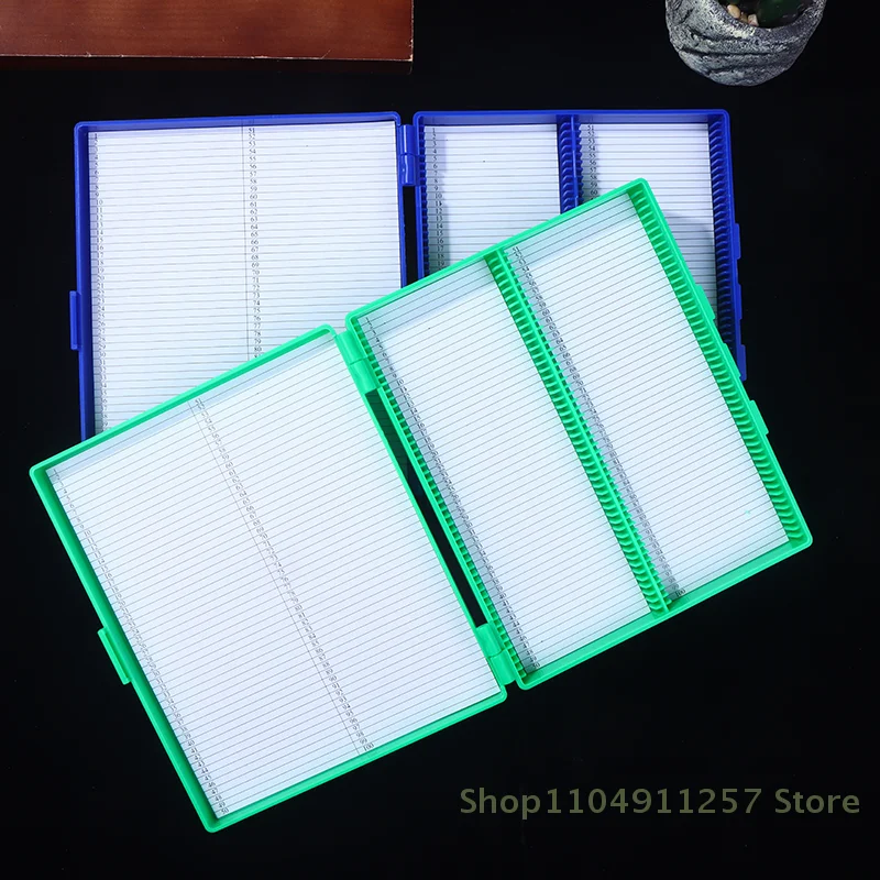 

4 Colors Plastic Rectangle Hold 100 Microslide Slide Microscope Box Laboratory Supplies Material Teaching