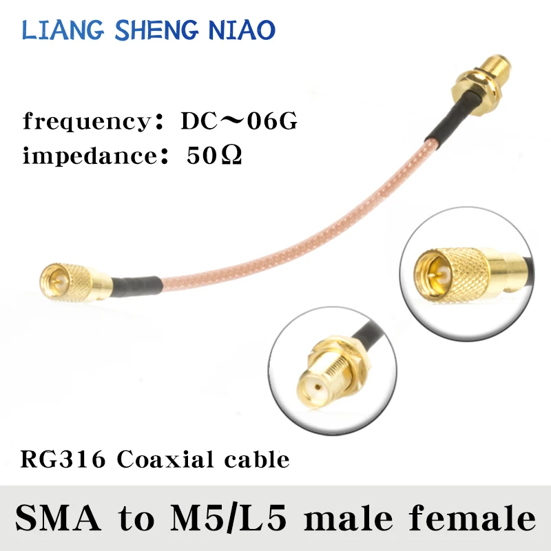 RG316 Coax Cable M5 To SMA Male Female Right Anlge Connector SMA to L5 Crimp for Cable High frequency vibration test jump line