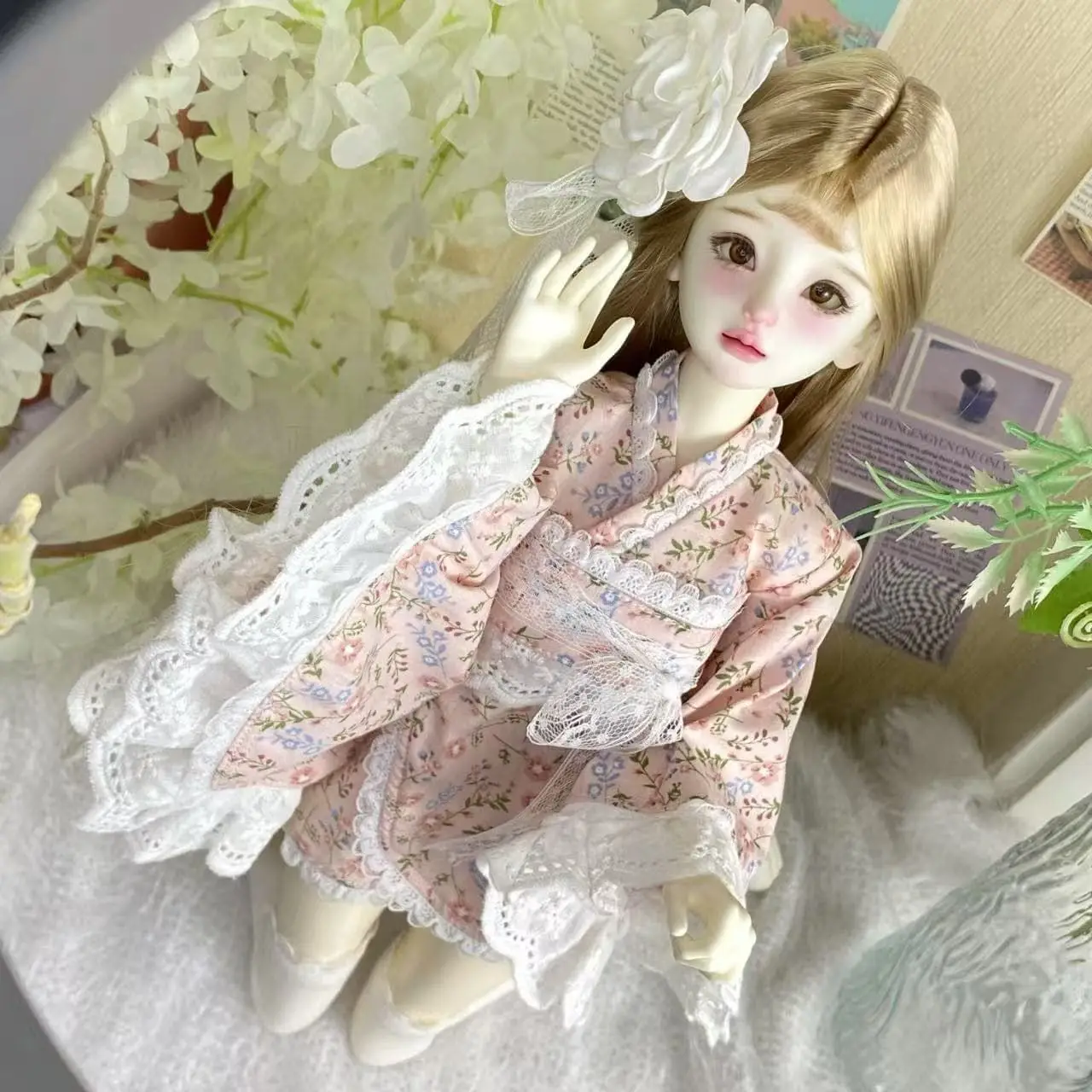 

Одежда для куклы 1/4, костюм для куклы Bjd 45 см, носки + юбка + ремень + аксессуары для волос, нарядные игрушки, аксессуары для кукол, без куклы