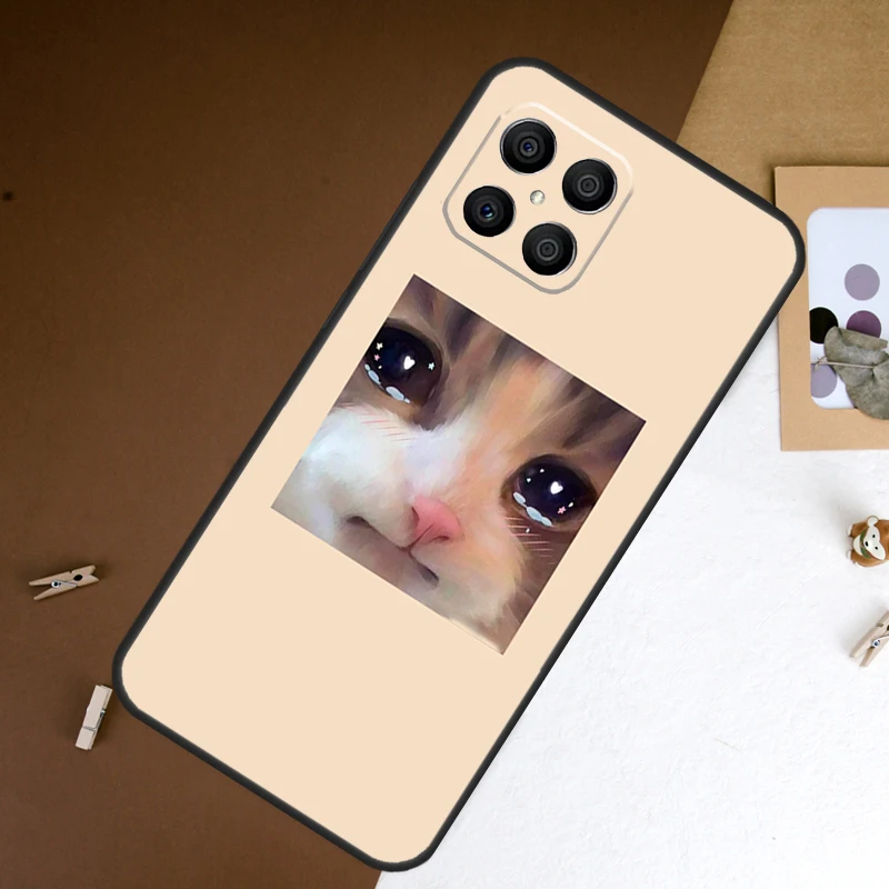 Crying Cat Memes Case For Honor X6a X9a X9b X8a X7a X7 X8 X9 8X 9X Honor 90 Lite 70 50 Magic 5 6 Pro Cover