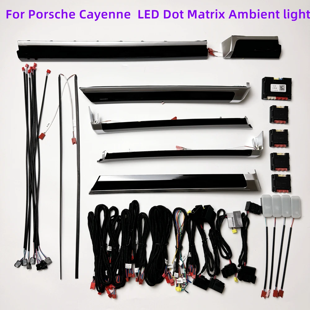 Automotive LED dot matrix Ambient light for Porsche Cayenne Door light guide trim panel 64 color Interior light APP control