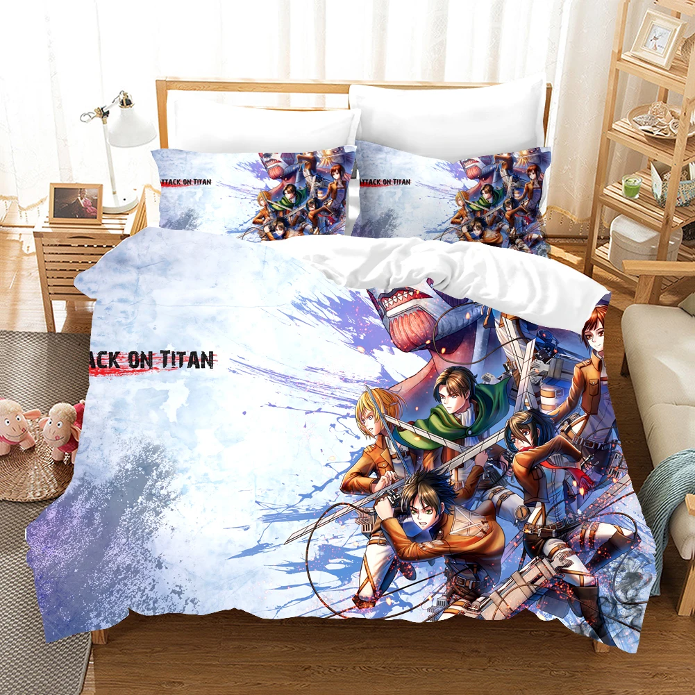 

3D Print Attack On Titan AOT Anime Levi Bedding Set Double Twin King Duvet Cover Comforter Pillowcase Boys Girls Adults Bedroom