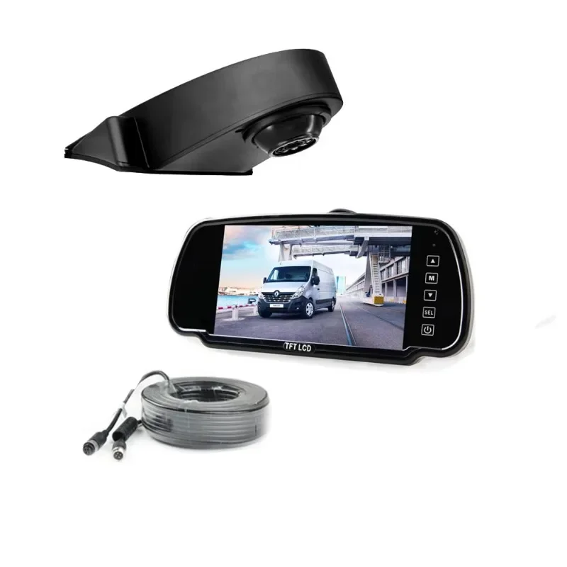 Waterproof 12V 24V TFT LCD 7 Inch Car Monitor Rearview Mirror with Backup Reverse Camera for Cargo Van Parking