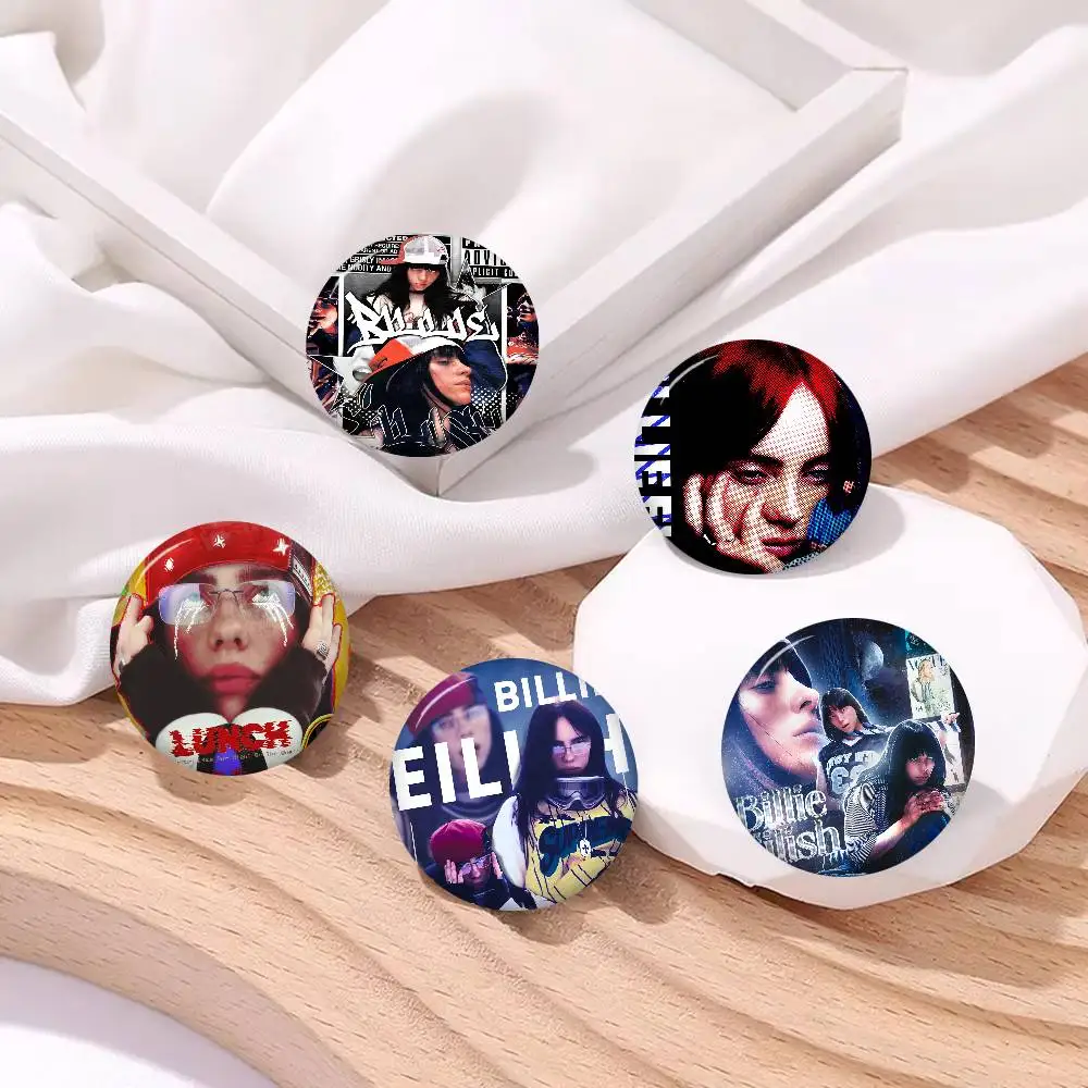 B-Billie E-EilishS 58mm Handmade Brooch Cartoon Cosplay Badge on Backpack Jewelry Accessories Gifts