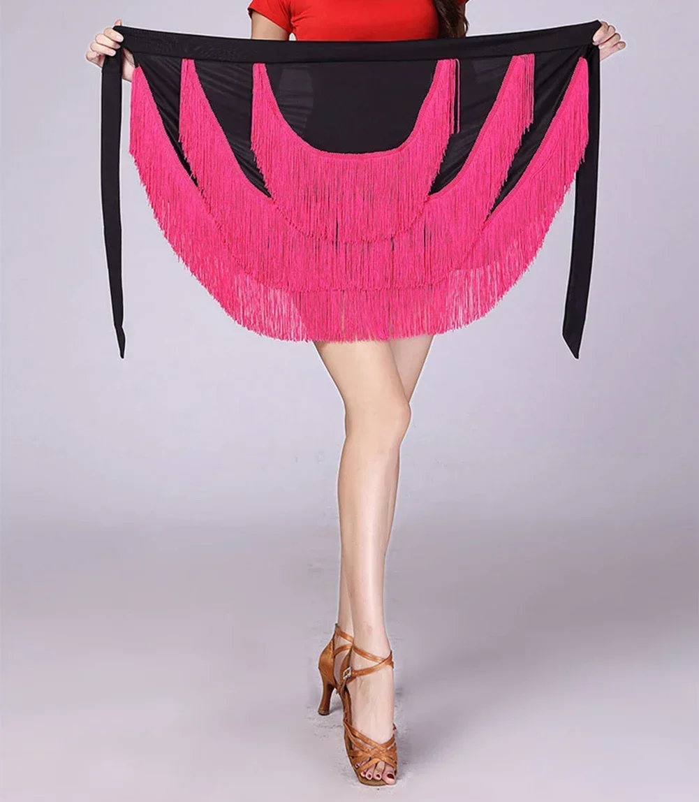 Jupe de danse latine à franges pour femmes, frange à pampilles, écharpe pour la Praxis du gril, samba, tango, chacha, phtalHip