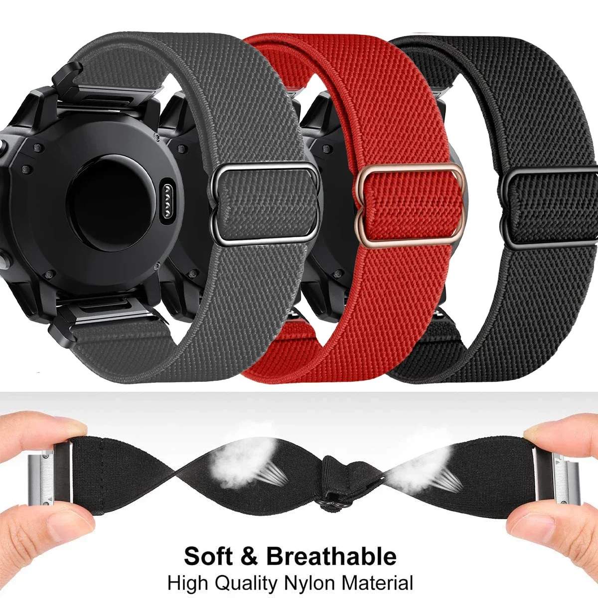 26mm 22mm Nylon Strap For Garmin fenix 5 Plus 6X 7x Pro Band Watch Elastic Wristband Bracelet Fenix 6 5 Pro Venu2 Forerunner 945