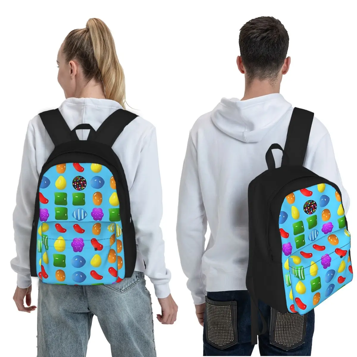 All New Candy Crush Saga Student Backpack School Bag Hiking Travel Daypack for Men Women Fashion Bookbag Shoulder Bags