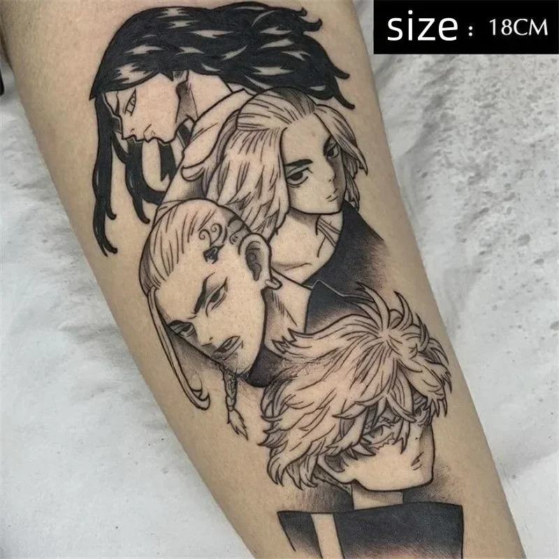 

Anime Temporary Tattoos Comic Tokyo Revengers Waterproof Fake Tatoo Sticker Big Size Body Art Cartoon Tattoo for Men Women