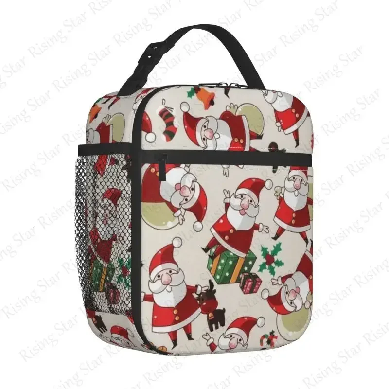 Lunch Bag insulated bag waterproof Bento Bag Outdoor Travel Ice Pack, Picnic Bags Travel Cartoon Christmas snowflakes elk
