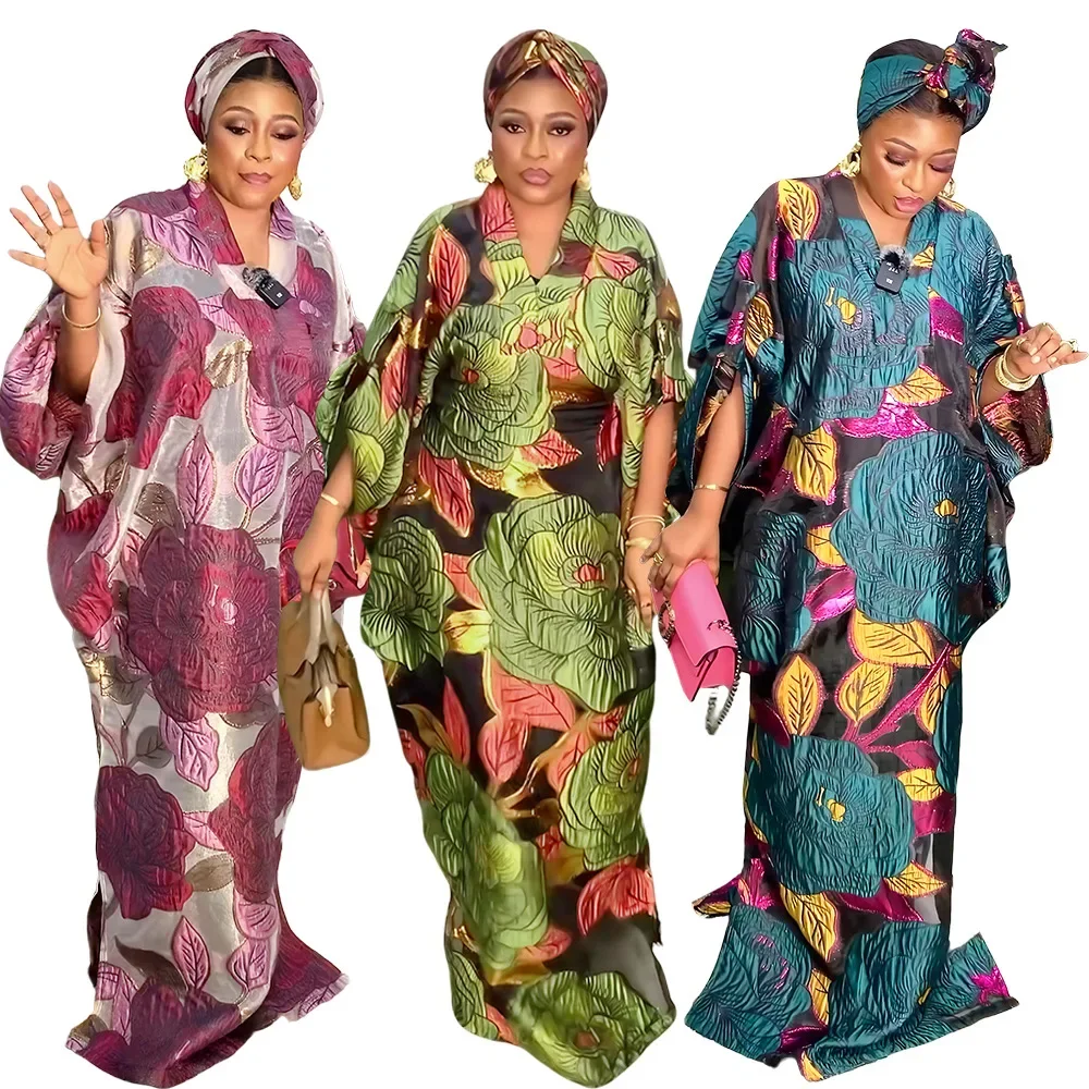 Eleganti abiti africani per le donne Moda musulmana Boubou Abaya Robe Dashiki Ankara Abiti in pizzo Abito da sera Abito lungo caftano