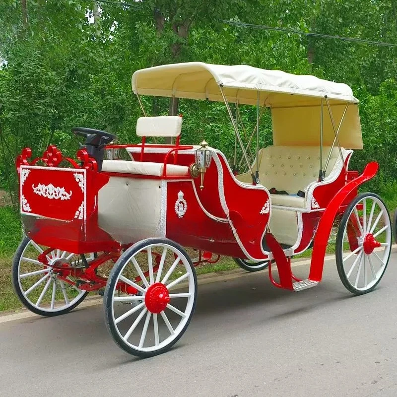 European double-row sightseeing carriage Electric four-wheeled touring carriage