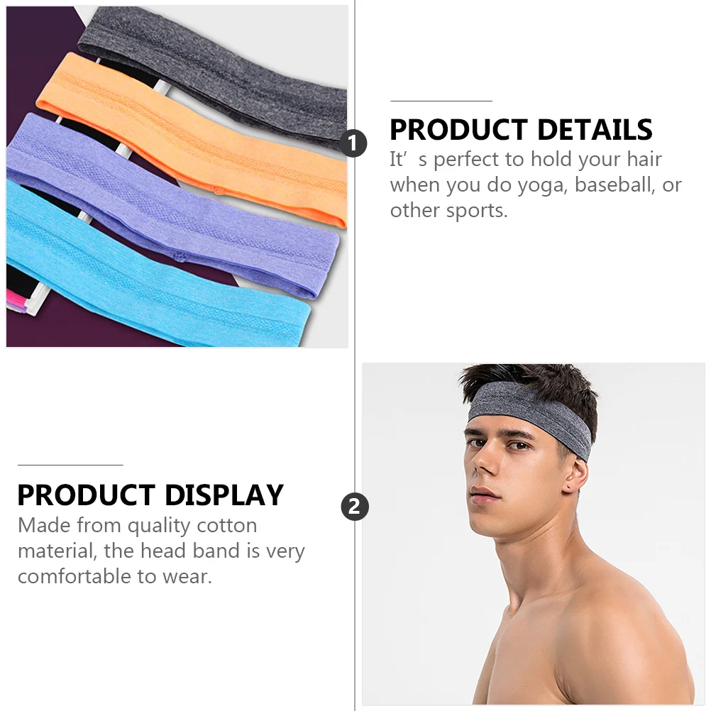 

6Pcs Sports Headband Elastic Cotton Hairband for Running Yoga Fitness Breathable Sweat Absorbing Head Wrap Sports Headband