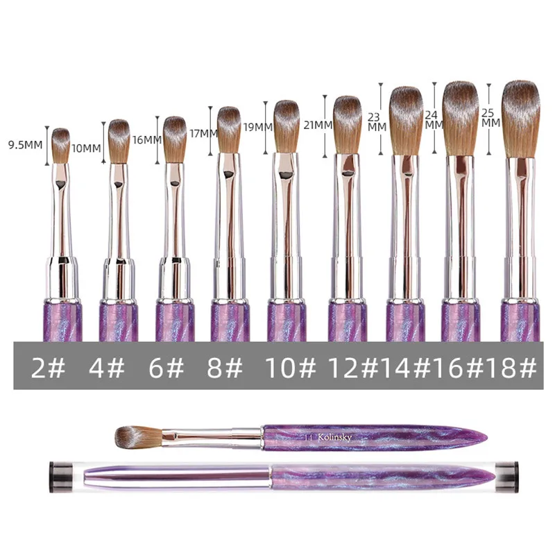 1PCS 99% Pure Kolinsky Sable Hair Acrylic Nail Brushes Nail Art Extension Builder Pen Painting Drawing Manicure Tool