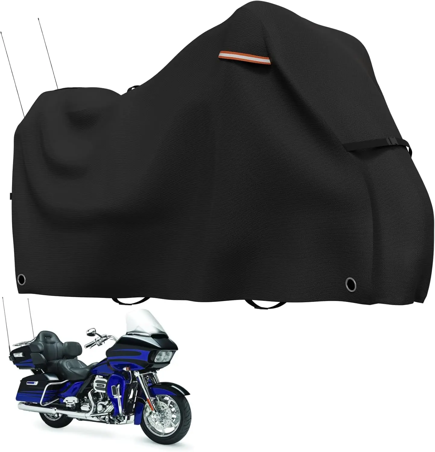 

Водонепроницаемый чехол для мотоцикла со светоотражающими полосами, сверхпрочный, для хранения на улице, подходит для большинства мотоциклов