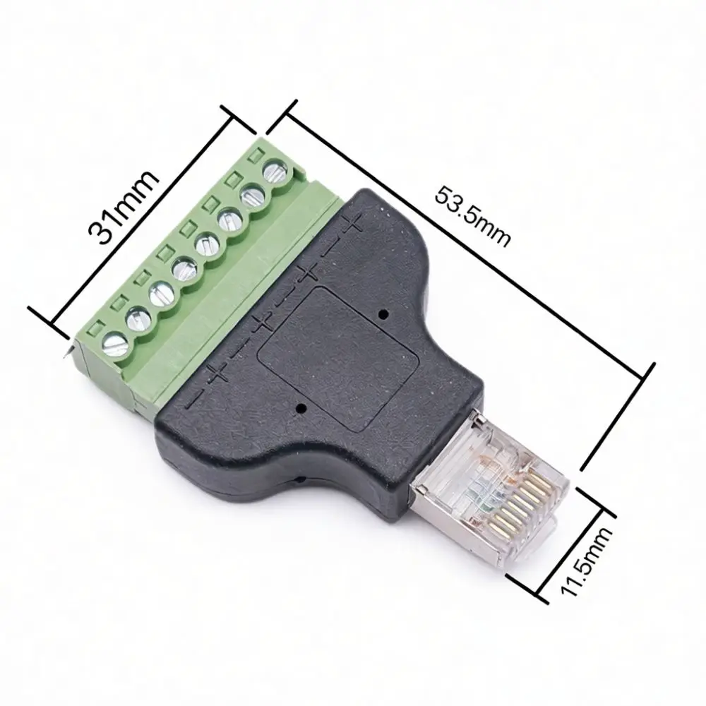 RJ45 Network To 8PIN Terminal Adapter Solderless Green Connector For JT Security Monitoring Smart Building Connection