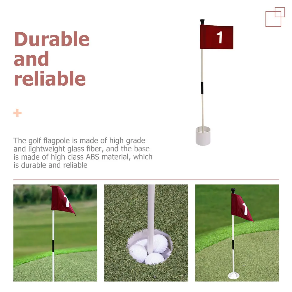 

1 set Golf Flagpole Kit Durable Glass Fiber Pole ABS Base Lightweight Portable Practice Training Green Lawn Target Golfing