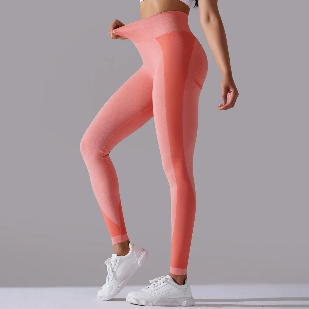 Pantalon de sport élastique taille haute pour femme, collants de sport sans couture pour femme, leggings d'entraînement monochromes, mode simple