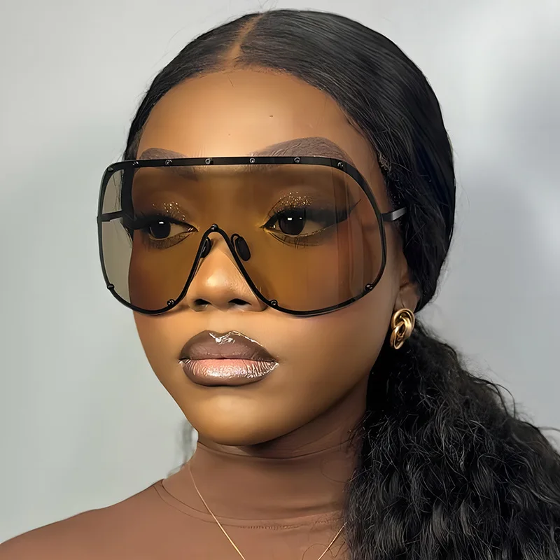 

Trends Luxury Brand Designer Oversized One Piece Sunglasses Women Men Steampunk Hip Hop Y2K Outdoors Travel Sun Glasses UV400