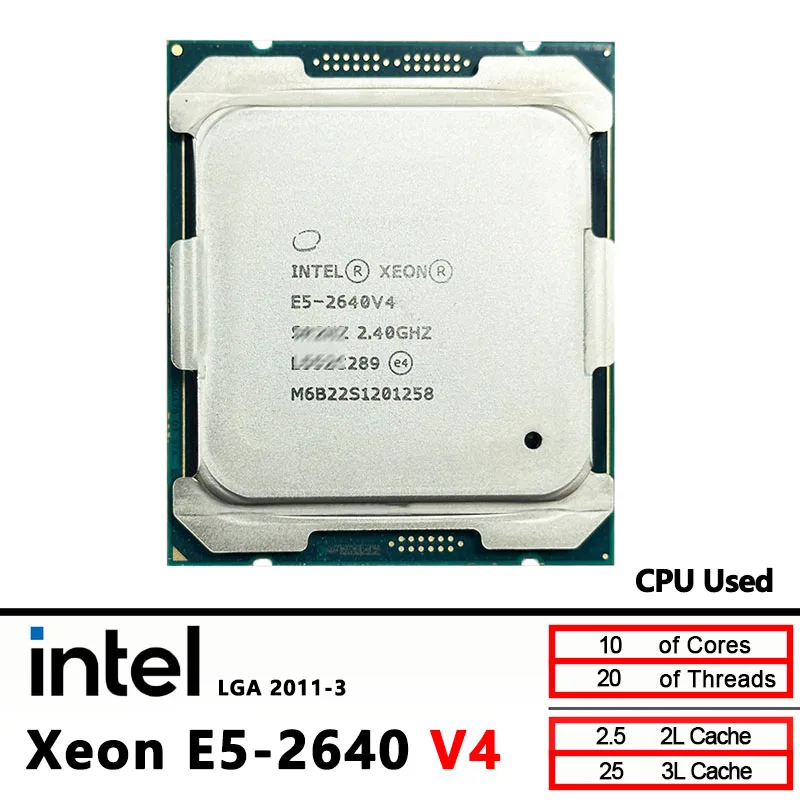 

Intel Xeon E5-2640V4 E5-2640 v4 2,4 ГГц Б/у 10 ядер 25 м 90 Вт 14 нм процессор LGA 2011-3