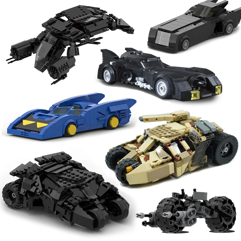 MOC Batmobile Tank Tumbler Set Sports Car Building Blocks Bat Racing Vehicle Model Bricks Puzzles Toys Gifts For Boys Children