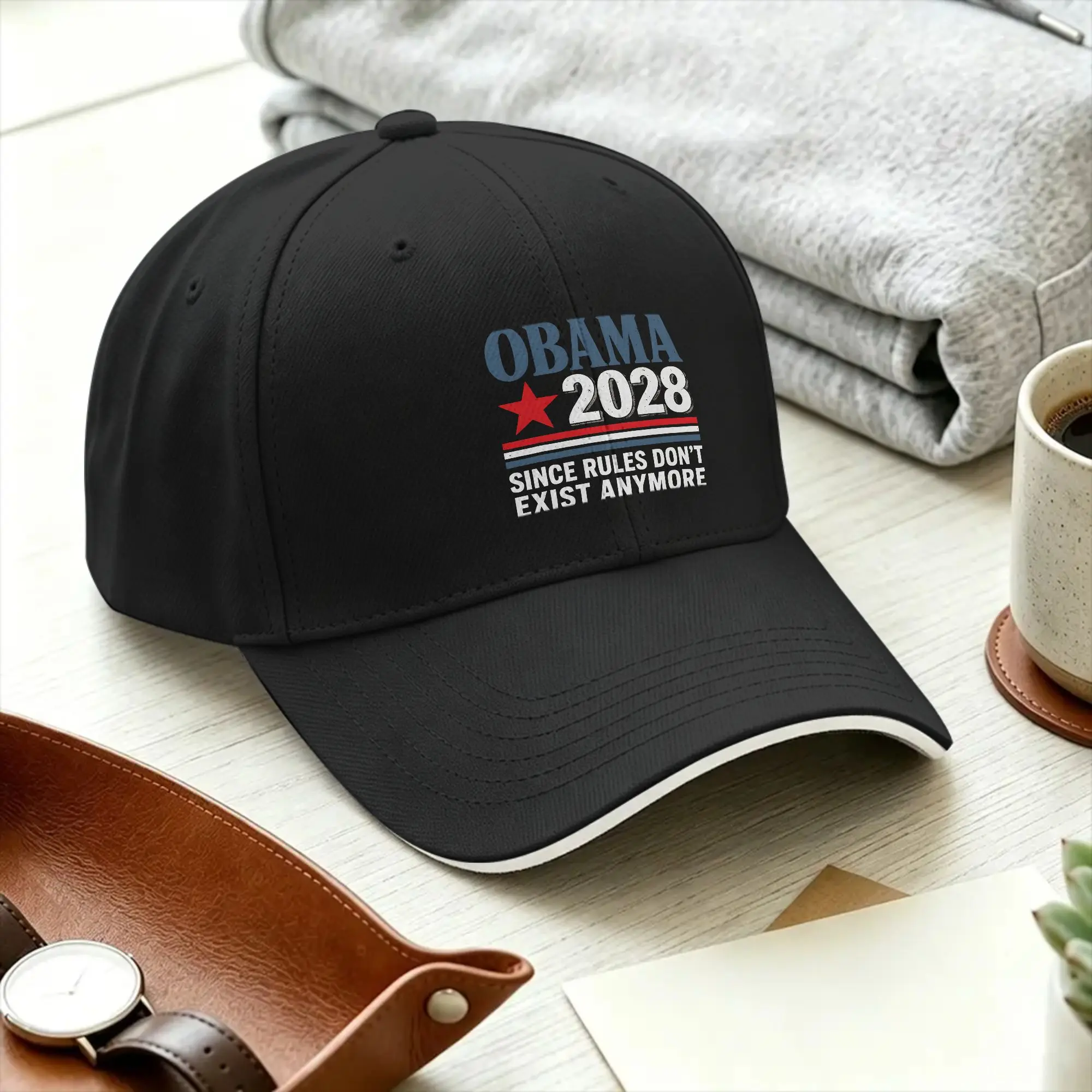 Obama 2028 Since Rules Don't Exist Anymore Sun Baseball Cap  Summer y2k Retro Trucker Hat For Unisex Men Hunting Snapback Cap