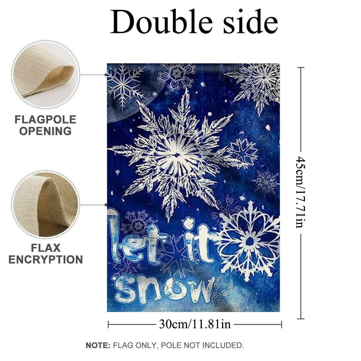 1PC  Let It Snow Pattern Linen Cotton Garden Flag Banner Indoor Outdoor Home Garden Hanging Decor