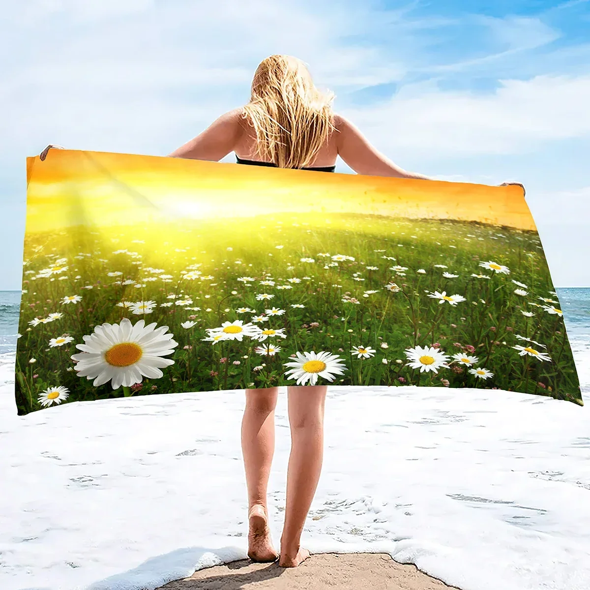

Негабаритное пляжное полотенце с цветком, очень большое мягкое одеяло для бассейна, плавания и путешествий для взрослых, кемпинга, круиза, шезлонга, подарок