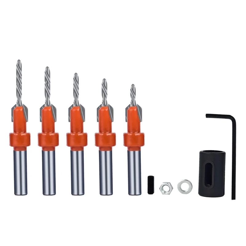 HSS Countersink Drill Bit Tapered Hole Drill Set Easy to Replace Bits Perfect for Home Carpentry Enthusiasts, Hobbyists