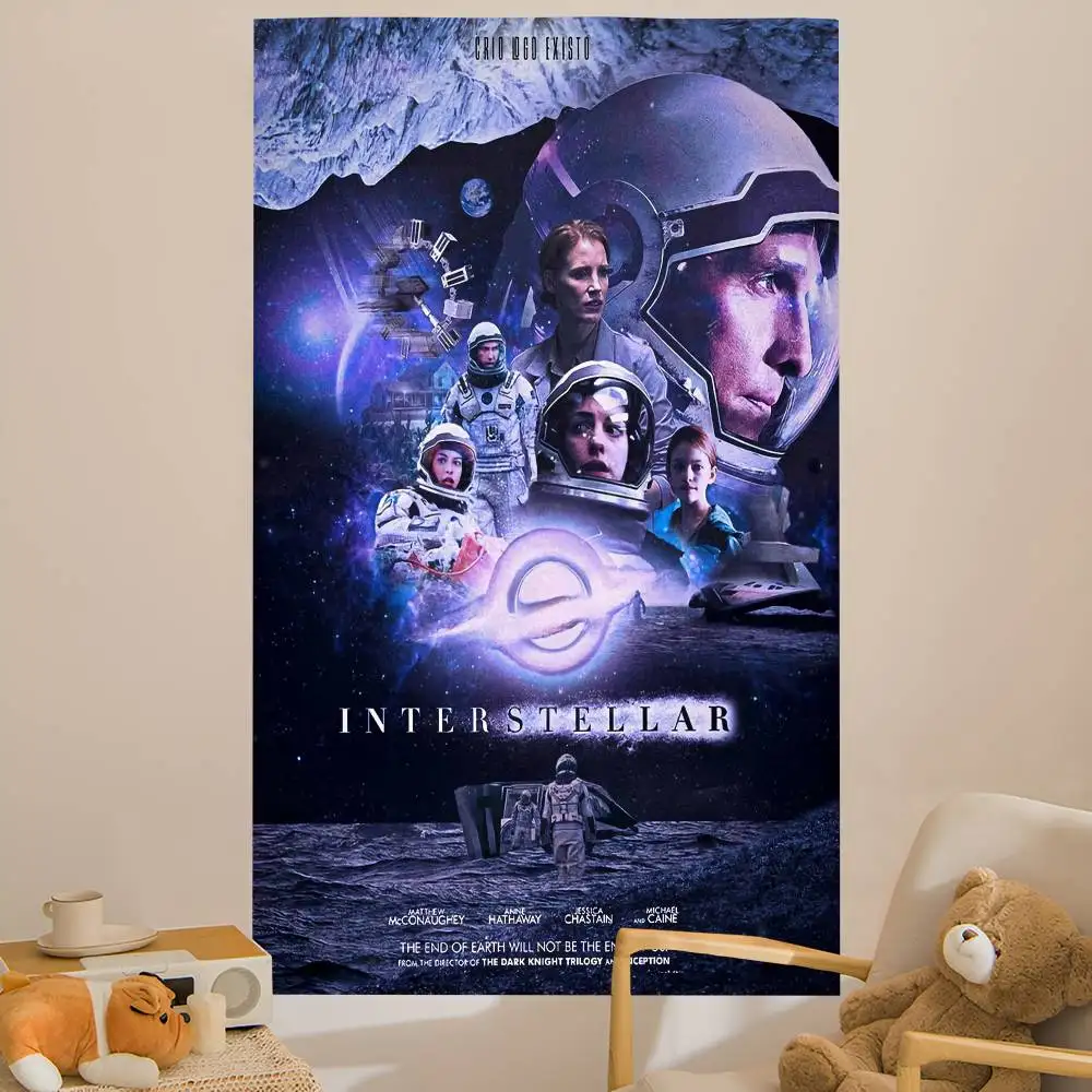 Interstellar Movie Anime Tapestry Hippie Flower Wall Carpets Dorm Decor Wall Hanging Home Decor