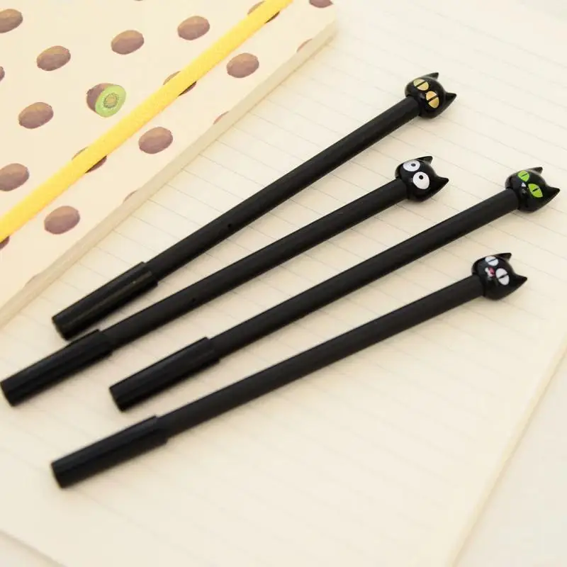 20/8 Pieces of Randomly Assorted Styles, Expression Cat Signature Pens with Black Ink Refills, Big-Eyed Black Cat Design, Black Gel Pens, Great Prize Choice, Halloween and Christmas Gifts