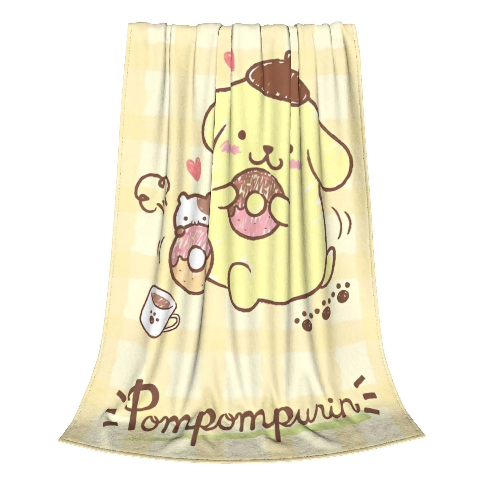 Kawaii Cute Pompompurin    Blankets Sanrio Cartoon Dog Fuzzy Novelty Warm Throw Blankets for Bedding Lounge Summer