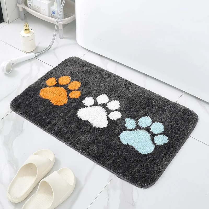 

VIKAMA Cartoon Flannel Bathroom Absorbent Mat Entrance Carpet For Bathroom Foyer Stain-Resistant Floor Covering Home Decoration