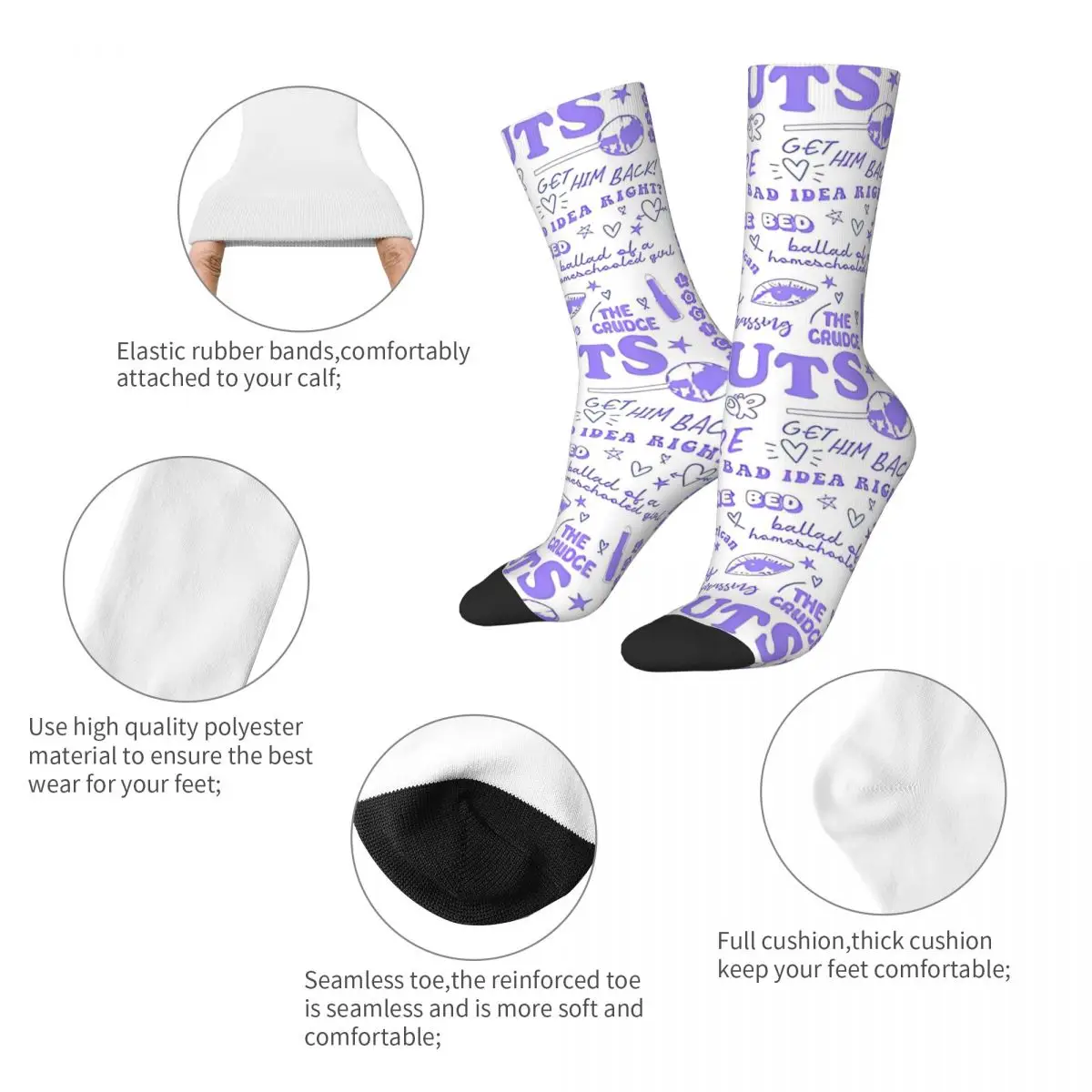 Happy Funny Male Men Socks Novelty Olivia GUTS Track List Sock Polyester Skateboard Women Socks Spring Summer Autumn Winter