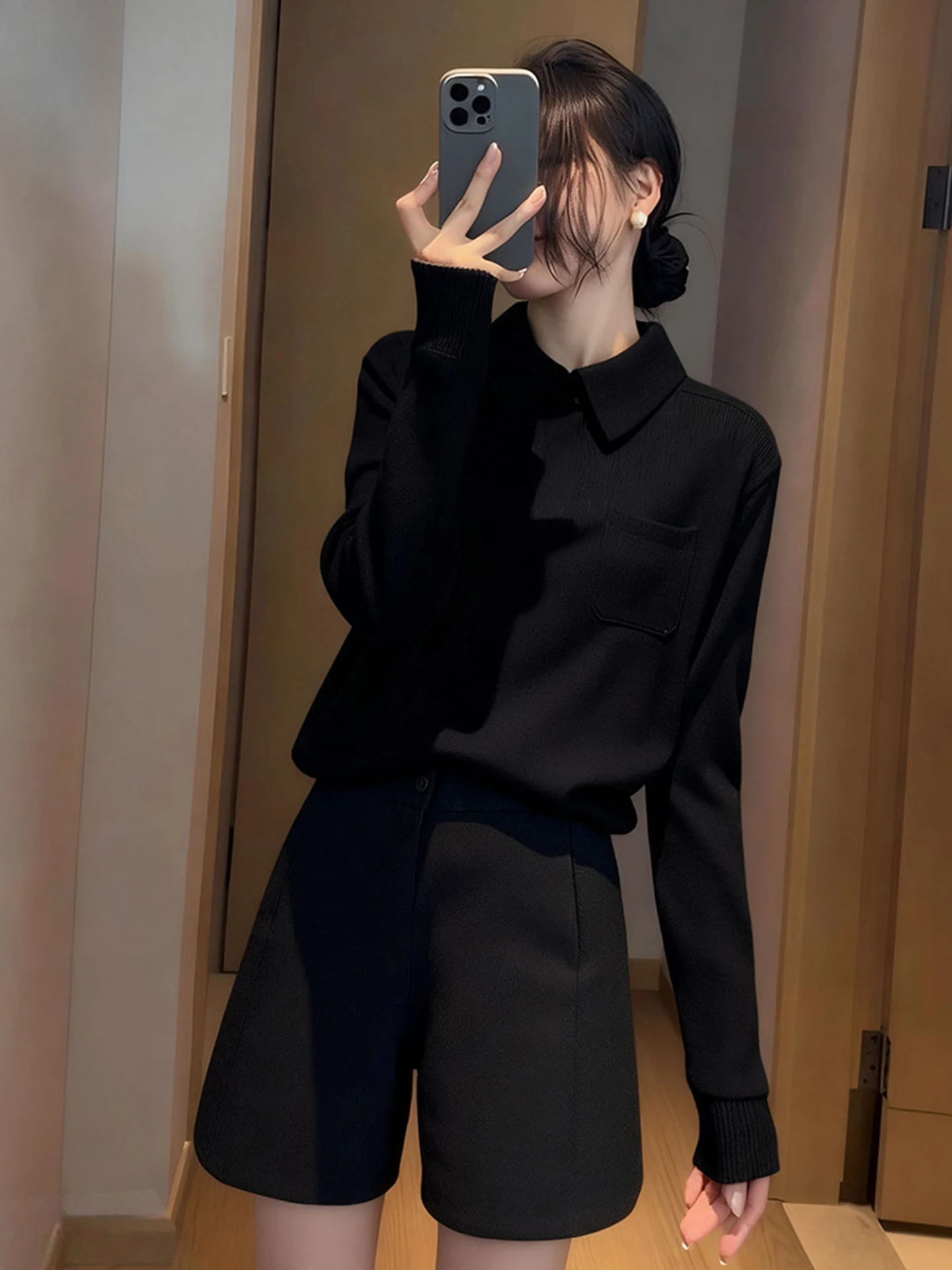 

Unique Faionable Long Sve Pure Color Base irt Women's Knitted Top Sli Commute Wear Comfortable Medium Softn