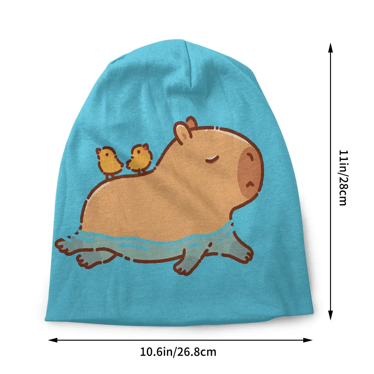 Capybara Swimming With Two Birds On His Back Men Women Thin Beanies Outdoor Ski Cap Skullies Bonnet Hat