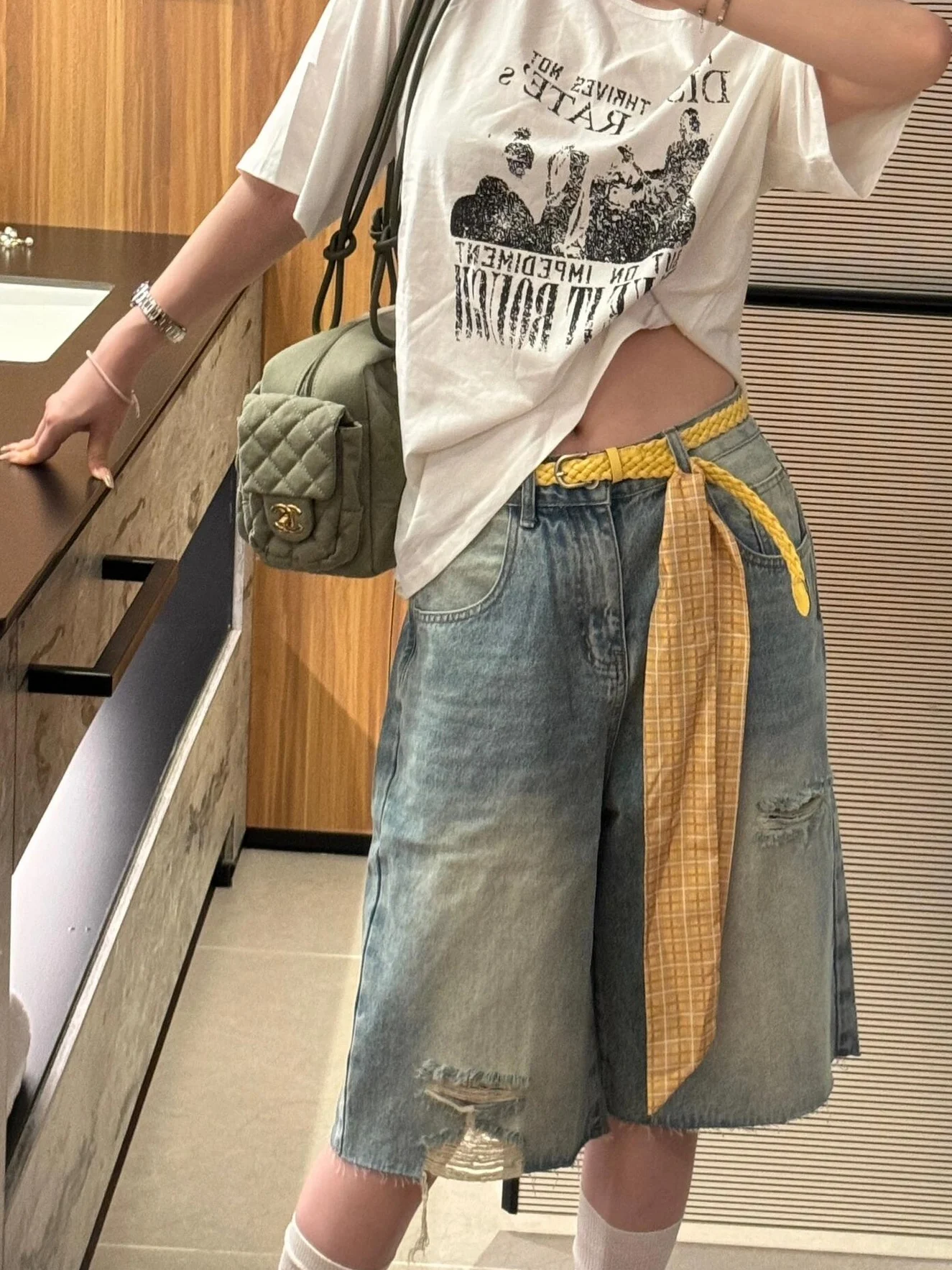 جينز نسائي صيفي فضفاض بتصميم أمريكي عتيق، واسع الساق، متوسط الطول، يساعد على تنحيف الجسم، بنمط عصري