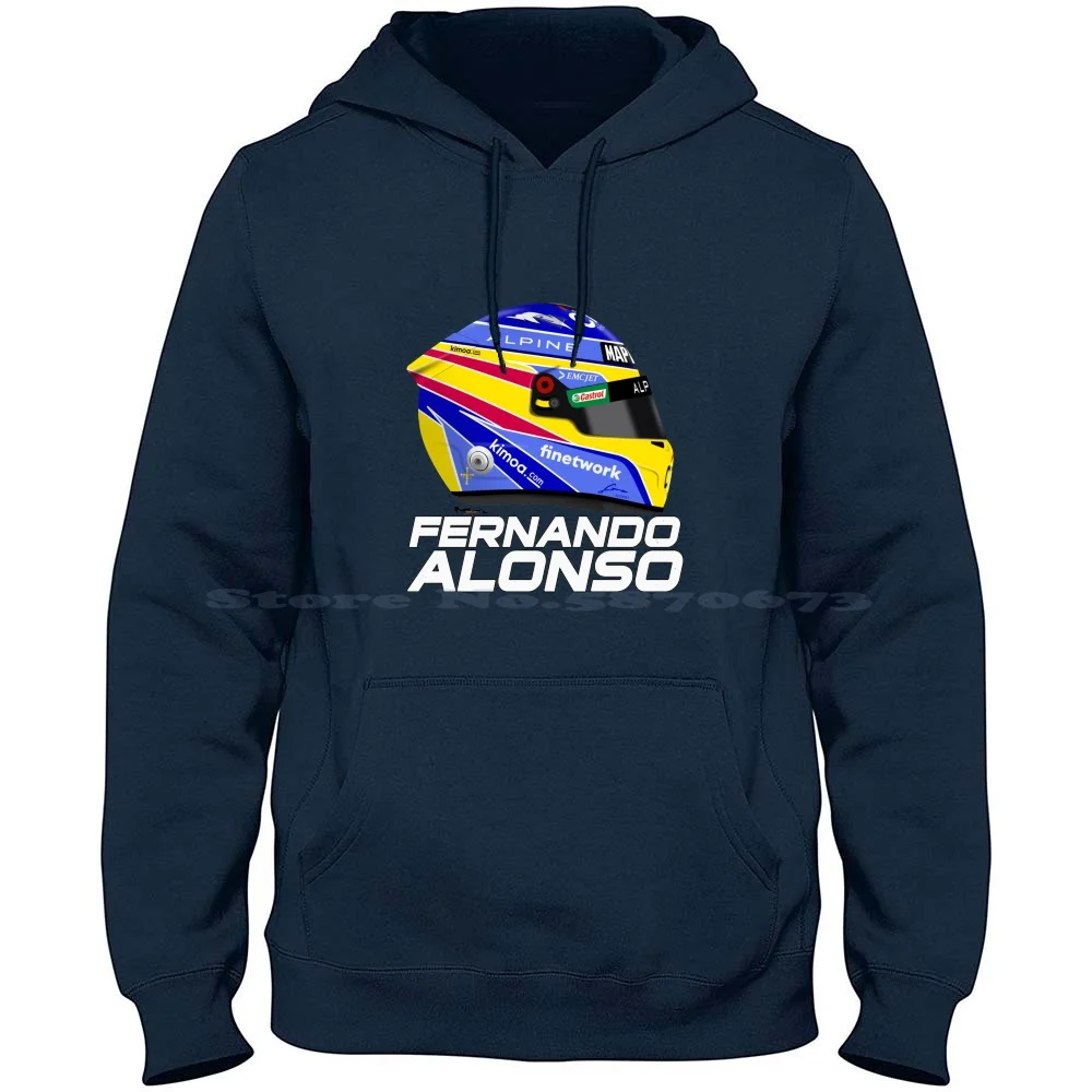 Fernando Alonso-2021 Alpine Helmet 100% Cotton Hoodie Fernando Alonso 2021 Helmet