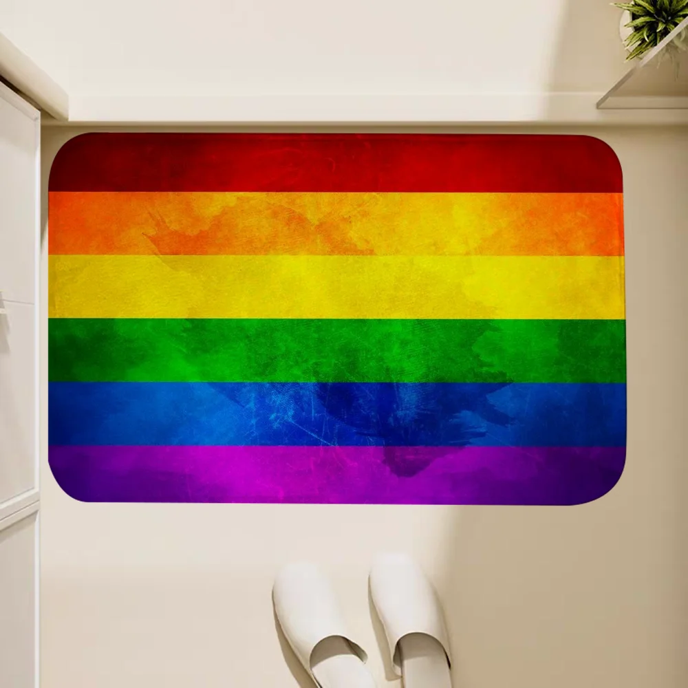 Carpet Rainbow LGBT Pride Flag Living Room Mat Doormat for Entrance Door Kitchen Bathroom Rug Floor Mats Carpets Home Decoration