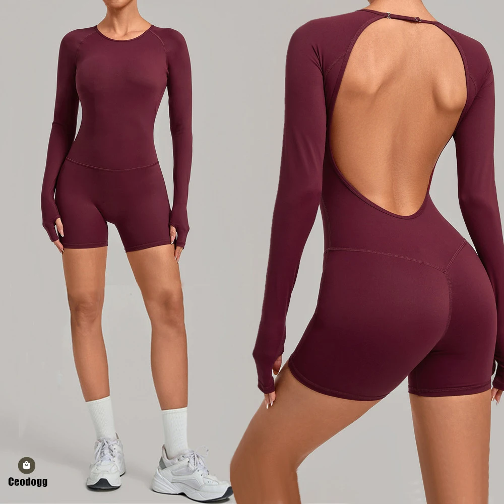 Pad Women's Backless Tracksuit Yoga Set One-Piece Sportswear Gym Overalls Workout Clothes Fitness Rompers Stretch Bodysuit XP75 - Image 2