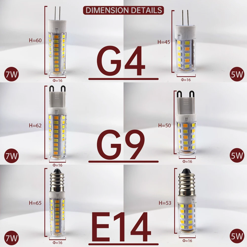 G4 G9 LED Lamp E14 Corn Bulb 220V Smd2835 No Flicker 3 Color Temperatures Candle Spotlight Chandelier Lighting Bombilla For Home