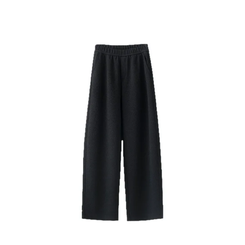 الشتاء صوف مبطن آلة قابل للغسل الصوفية بنطال ذو قصة أرجل واسعة للنساء القصيرة مكافحة الكرة يندبروف الدافئة عالية الخصر بنطلون