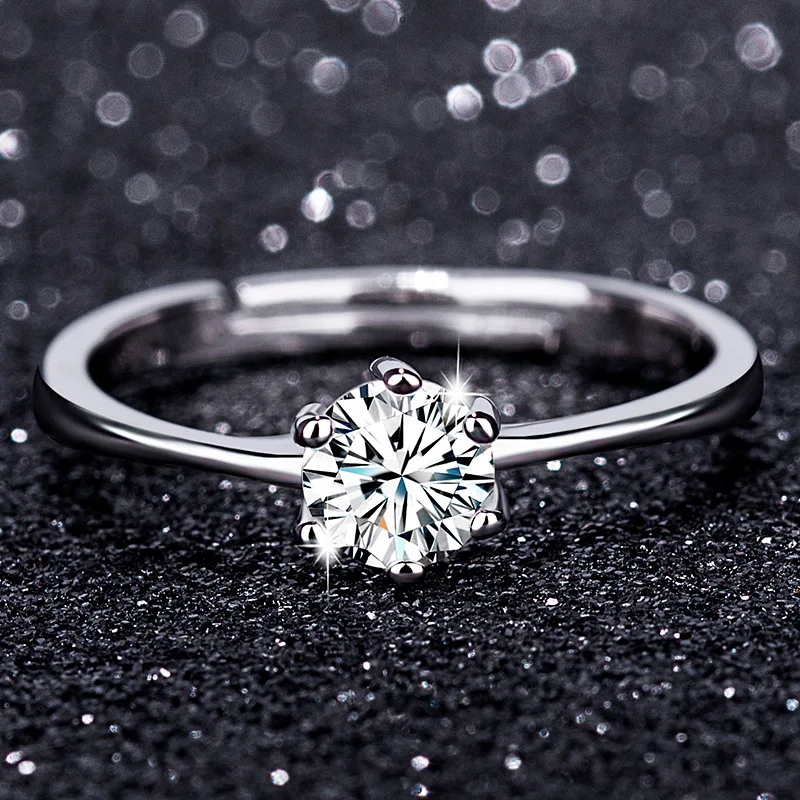 100% 925 pure silver AAAA zirconium imitation high-end engagement ring - fashionable jewelry suitable for both men and women