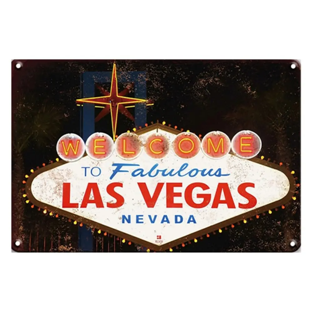 Welcome to Fabulous Las Vegas Classic Las Vegas Souvenir Vintage Wall Decorative Tin Sign 12