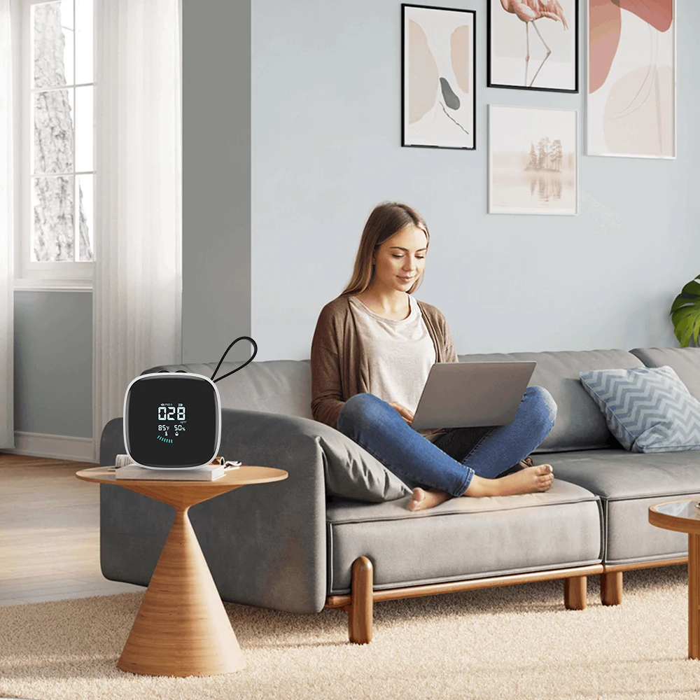 Mini PM2.5 Detector and Temperature & Humidity Meter Gas Analyzer ABS LCD Display 1 Year