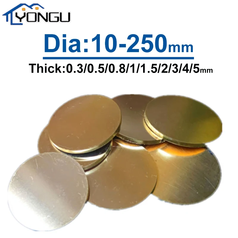 H62 Brass Disc Circle Blank Plate Flat Sheet Round Dia 10mm-250mm Thick 0.3mm-5mm